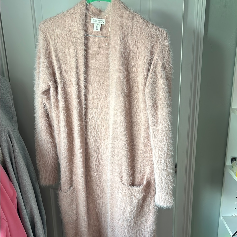 Zara Knit Pink Fuzzy Cardigan
